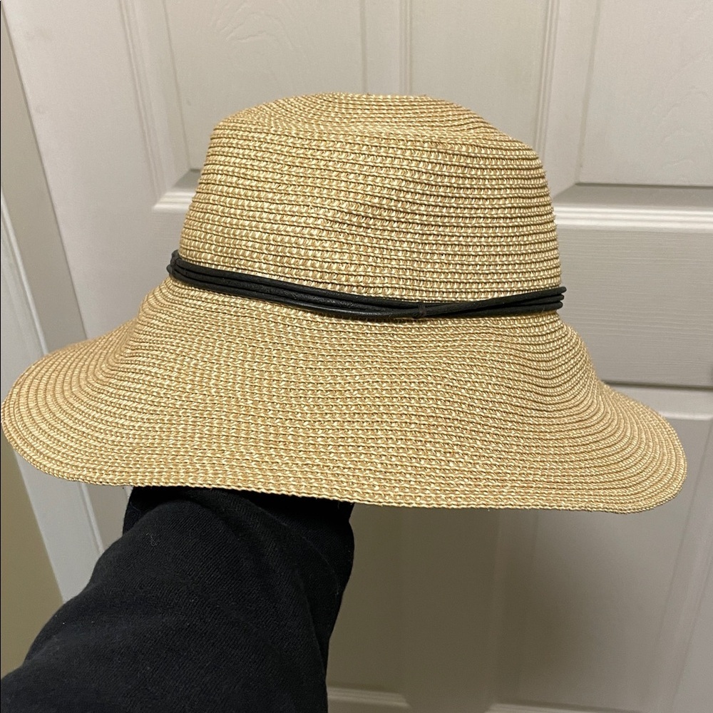 Talula | Tan | Straw | Black Cow Leather Band | Sun Hat | ResortWear | Size S - Picture 3 of 15